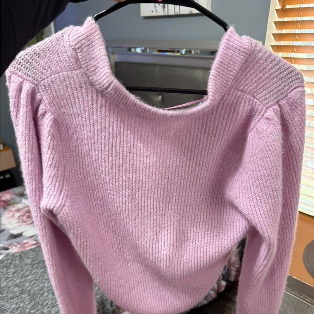 Pink V-Neck Button Front Sweater - Picture 2 of 2